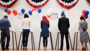 people at voting booth